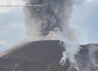 WATCH: Hikers flee erupting volcano