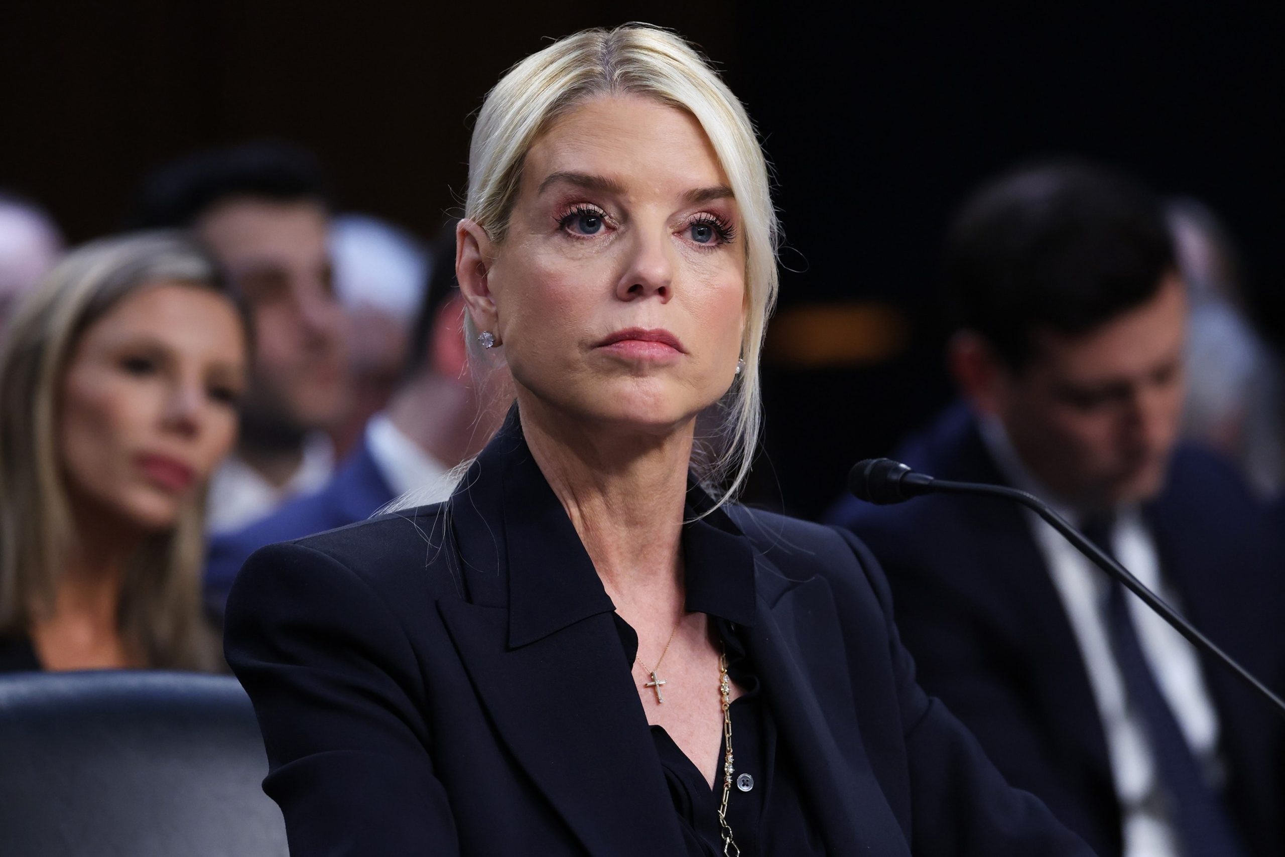 PHOTO: Pam Bondi testifies before the Senate Judiciary Committee in the Hart Senate Office Building&nbsp;on Capitol Hill on October 07, 2025 in Washington, DC.