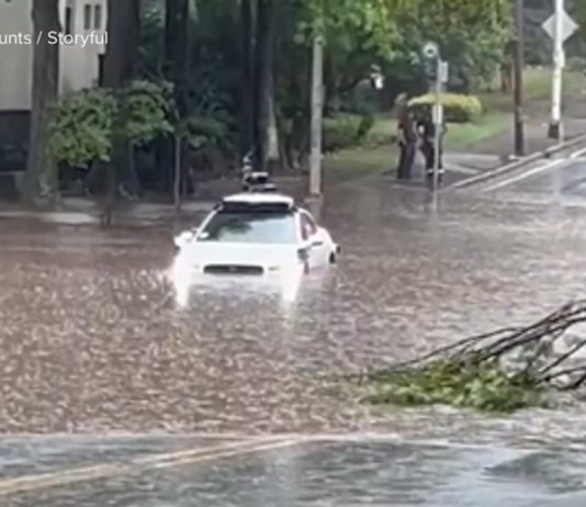 WATCH: Waymo’s self-driving car drives into flood waters in Atlanta