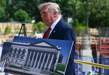Trump says White House ballroom will be a ‘shield’ as he shows off construction site