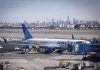 A United jet struck a light pole and a truck near Newark airport, police say