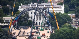 Construction underway on UFC Octagon at White House for Flag Day fights