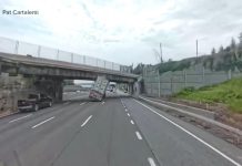 WATCH: Video shows moment tractor trailer hits overpass