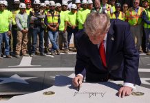 Trump shows off multimillion-dollar White House helipad and adds his signature