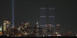 WATCH: David Muir sharers 9|11 tribute of drones illuminating NYC skyline with Twin Towers 260911 wn ender hpmain 16x9 1600