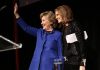 Former Secretary of State Hillary Clinton — shown onstage with Gloria Steinem in 2017 — was one of many cultural figures to pay tribute after her death on Wednesday.
