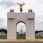 Trump says his D.C. arch will serve as ‘military complex’ with snipers and drones A mockup of President Donald Trump