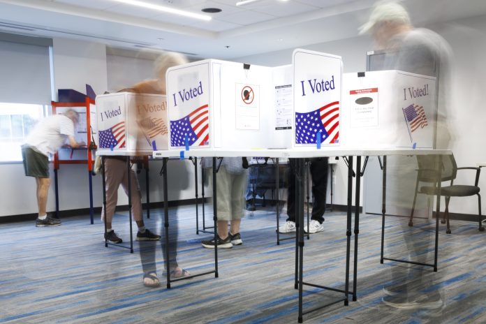 Voters cast their ballots on Sept. 18, 2026 in Arlington, Virginia.