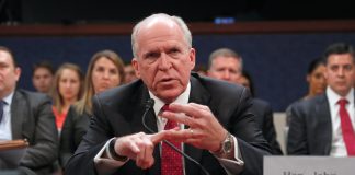Ex-CIA chief issued subpoena in Trump ‘grand conspiracy’ investigation, lawyer says FILE - Former CIA Director John Brennan testifies on Capitol Hill in Washington, May 23, 2017, before the House Intelligence Committee Russia Investigation Task Force.