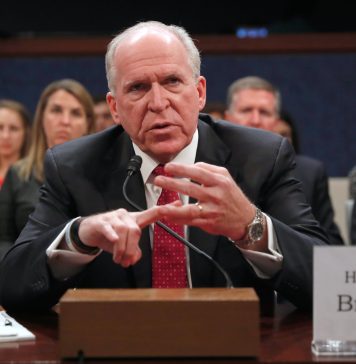 Ex-CIA chief issued subpoena in Trump ‘grand conspiracy’ investigation, lawyer says FILE - Former CIA Director John Brennan testifies on Capitol Hill in Washington, May 23, 2017, before the House Intelligence Committee Russia Investigation Task Force.