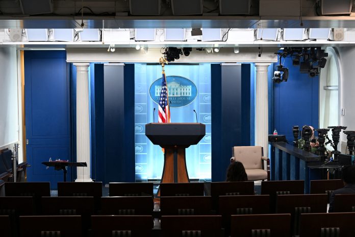 The James S. Brady Press Briefing Room at the White House in Washington, D.C., on Sept. 21.