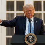 Trump says he is banning CNN, MS NOW and Politico from the White House President Trump speaks Thursday during a dinner in the Rose Garden at the White House.