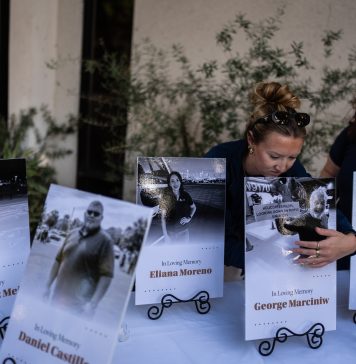The driver who slammed into an LA bus before helicopter crash is charged with murder Savannah Sampson, right, and Nicole Lewis, help set up a vigil for the victims of Tuesday