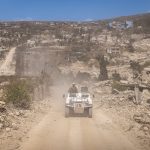 The new lines of southern Lebanon French UNIFIL peacekeepers patrol beyond the "yellow line" — the boundary of occupying Israeli forces — through the flattened towns of Houla, Kfar Kila, and Odaisseh. Israel has established a restricted buffer zone beyond that line after a U.S.-brokered ceasefire this year.